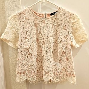 Cream floral lace top by FOREVER 21 size S